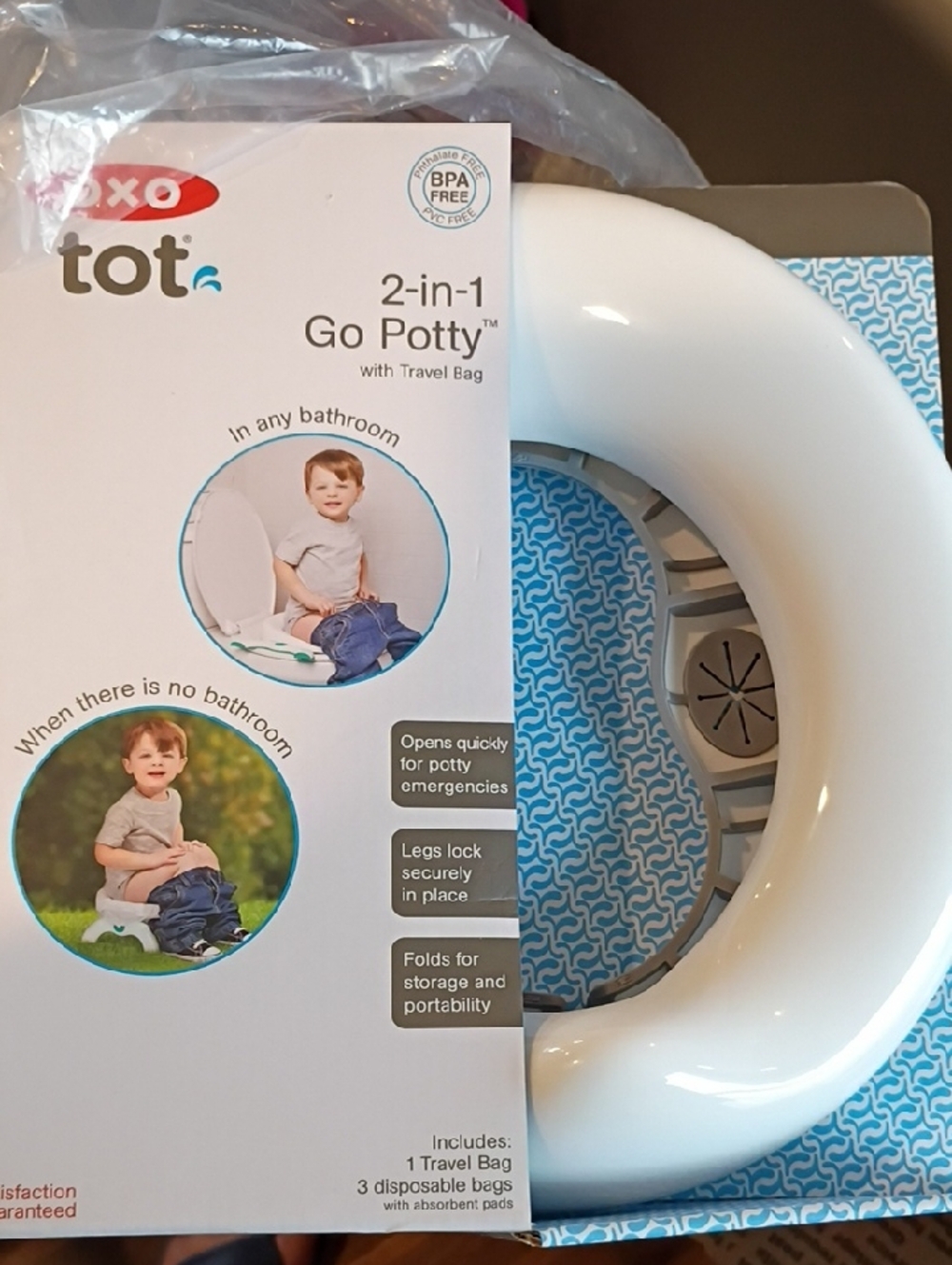 Oxo Tot 2-in-1 Go Potty Travel Toilet Seat White and Blue